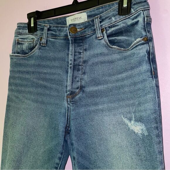 Evereve Size 27 The Ever Straight High Rise Fit Button Fly Medium Wash - Picture 2 of 9